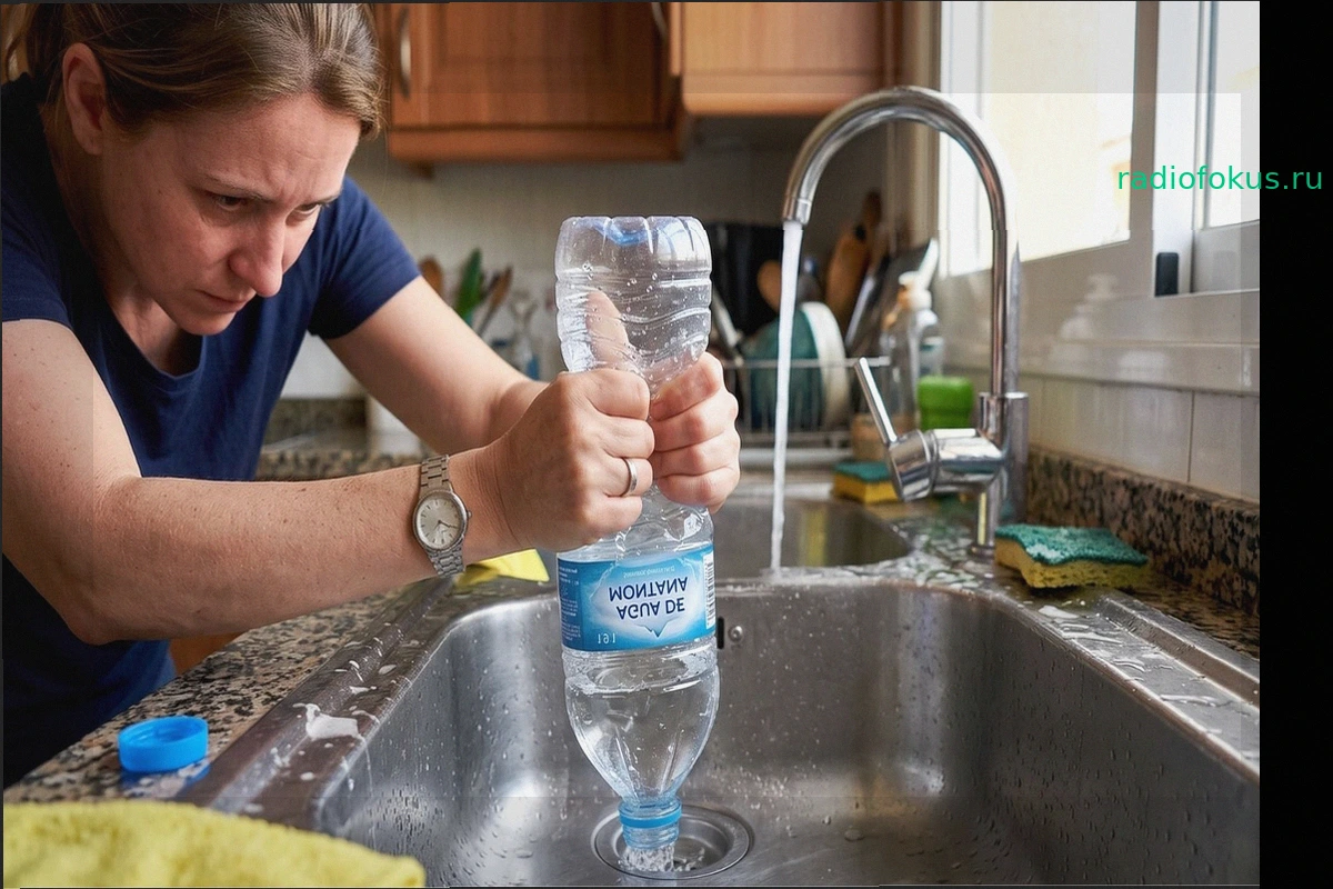 Сантехники рекомендуют: Пластиковая бутылка с водой для прочистки раковины